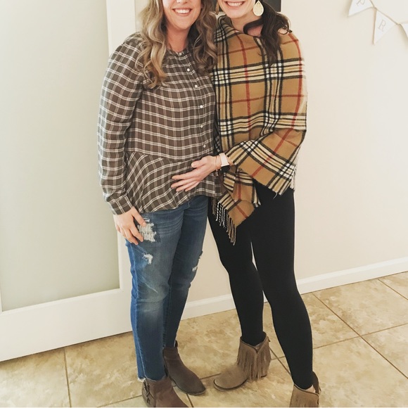 Loft Peplum Plaid Top - Picture 2 of 4